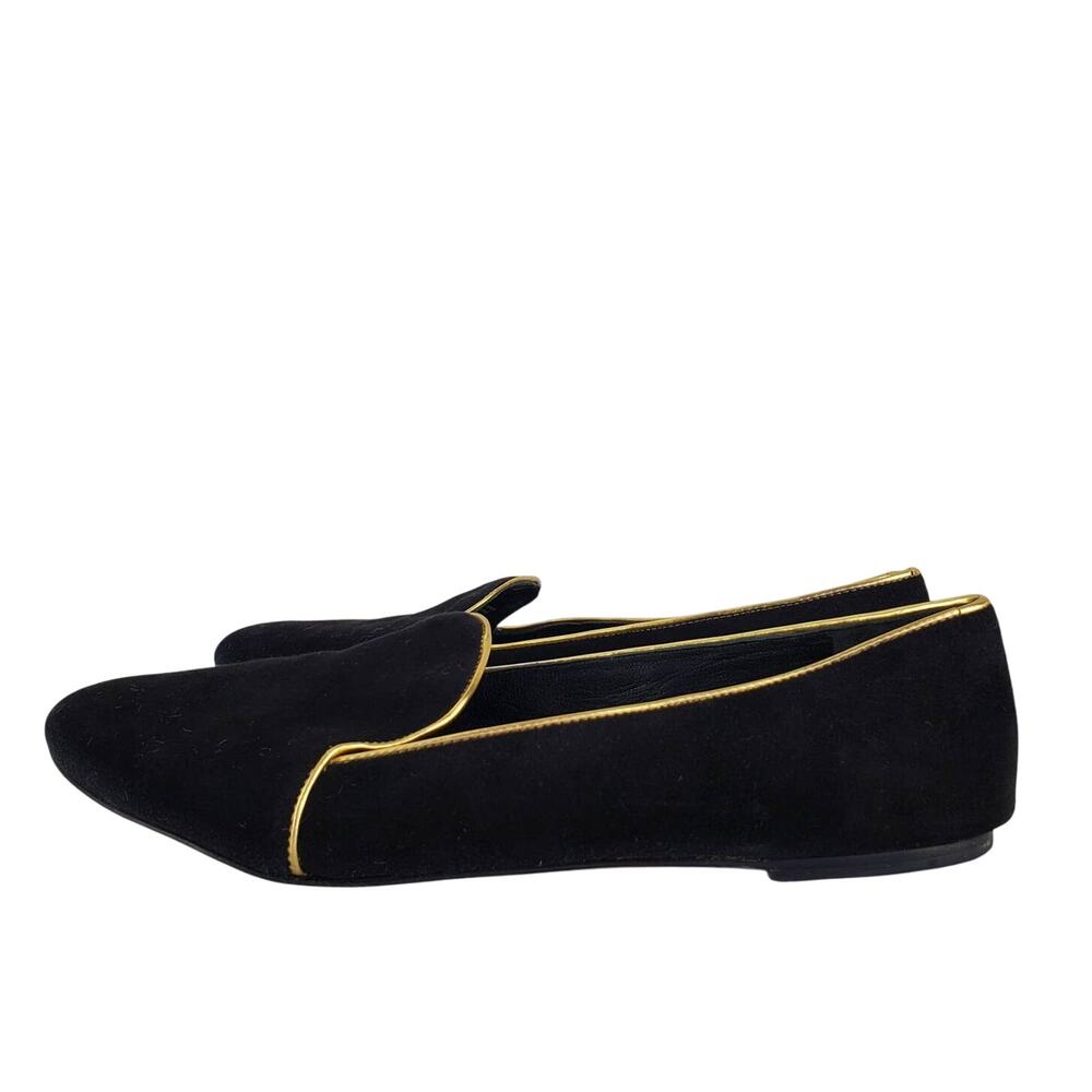 Brian Atwood Claudelle Mens Loafers Suede Black Smoking Slippers 8 Black Slip on